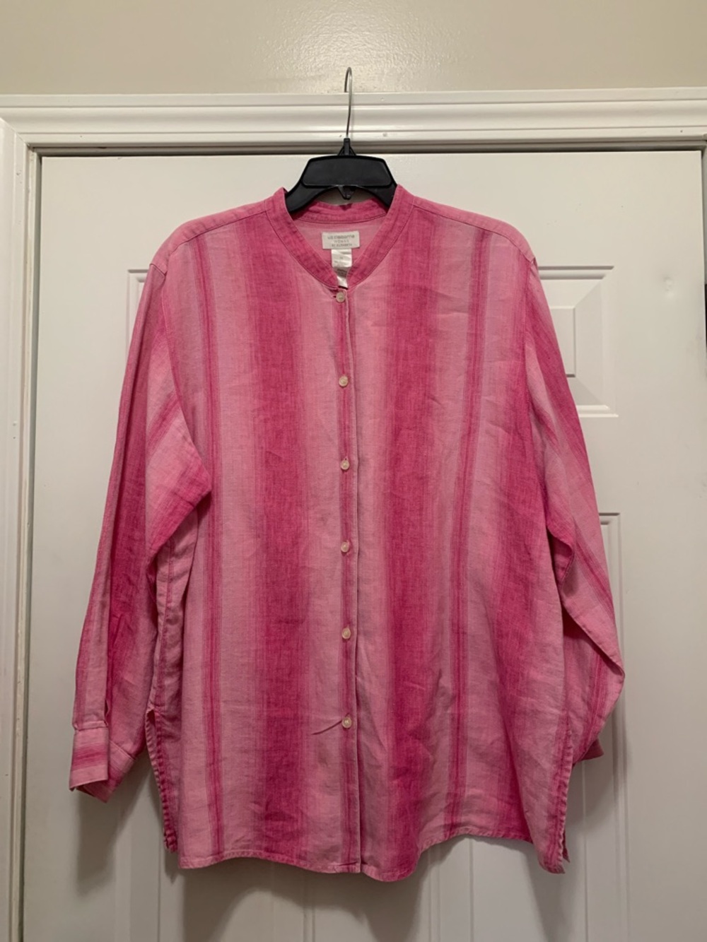 Liz Claiborne Woman Size 1X Pink 100% Linen Top